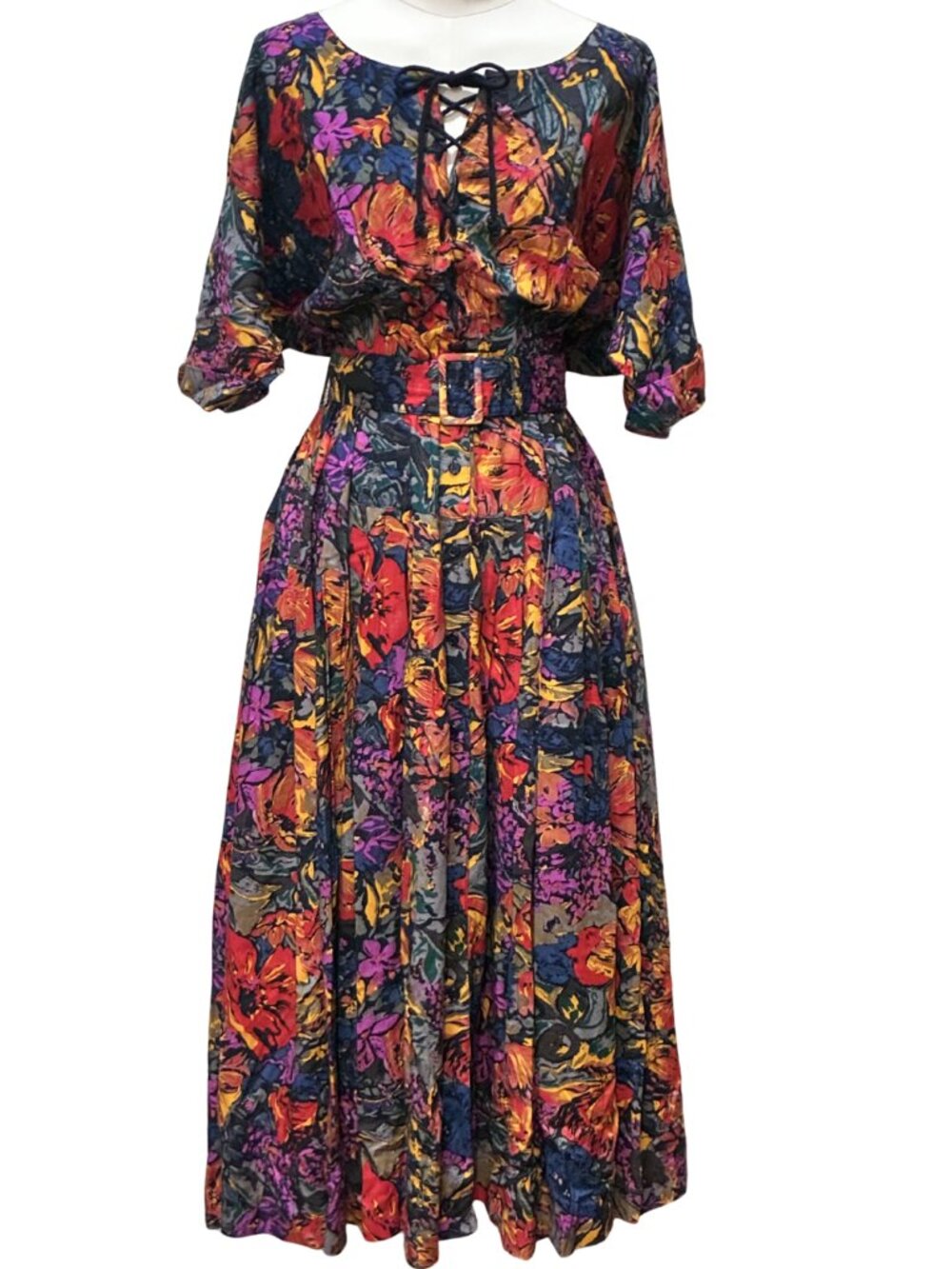 Vintage 90s Together! Tea Dress, Corset Lace Up Front, Romantic Boho Festival